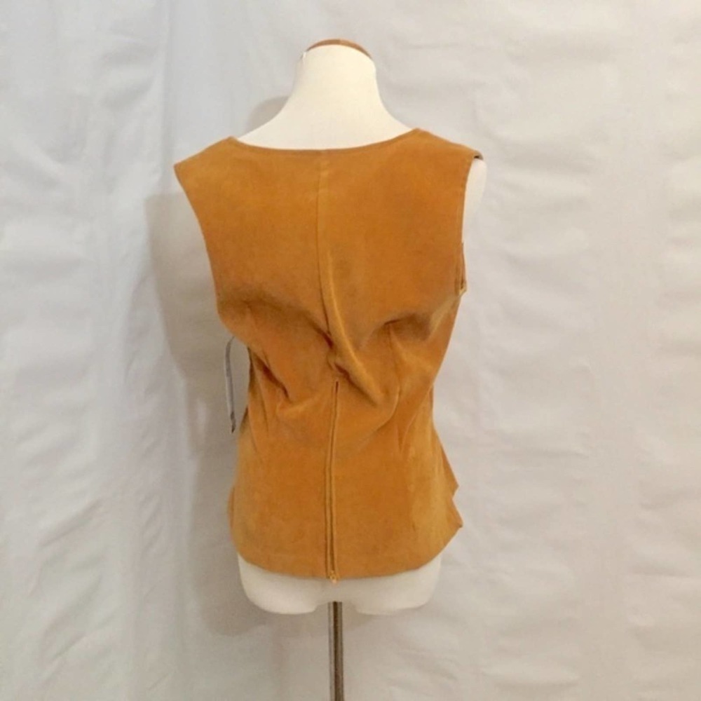 Vintage 90s Marigold Mustard Faux Suede Top & Pencil Skirt Set M - Picture 10 of 15